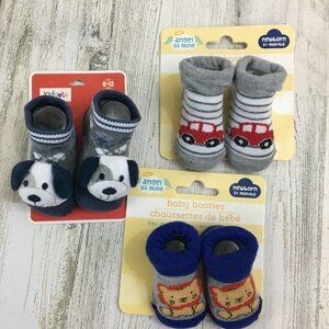 Lot of 3 Baby Booties Socks Kidgets Angel of Mine Boys Car Dog NEW